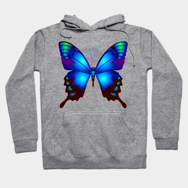 Morpho Butterfly in Royal Blue Colors Hoodie by Nisuris Art